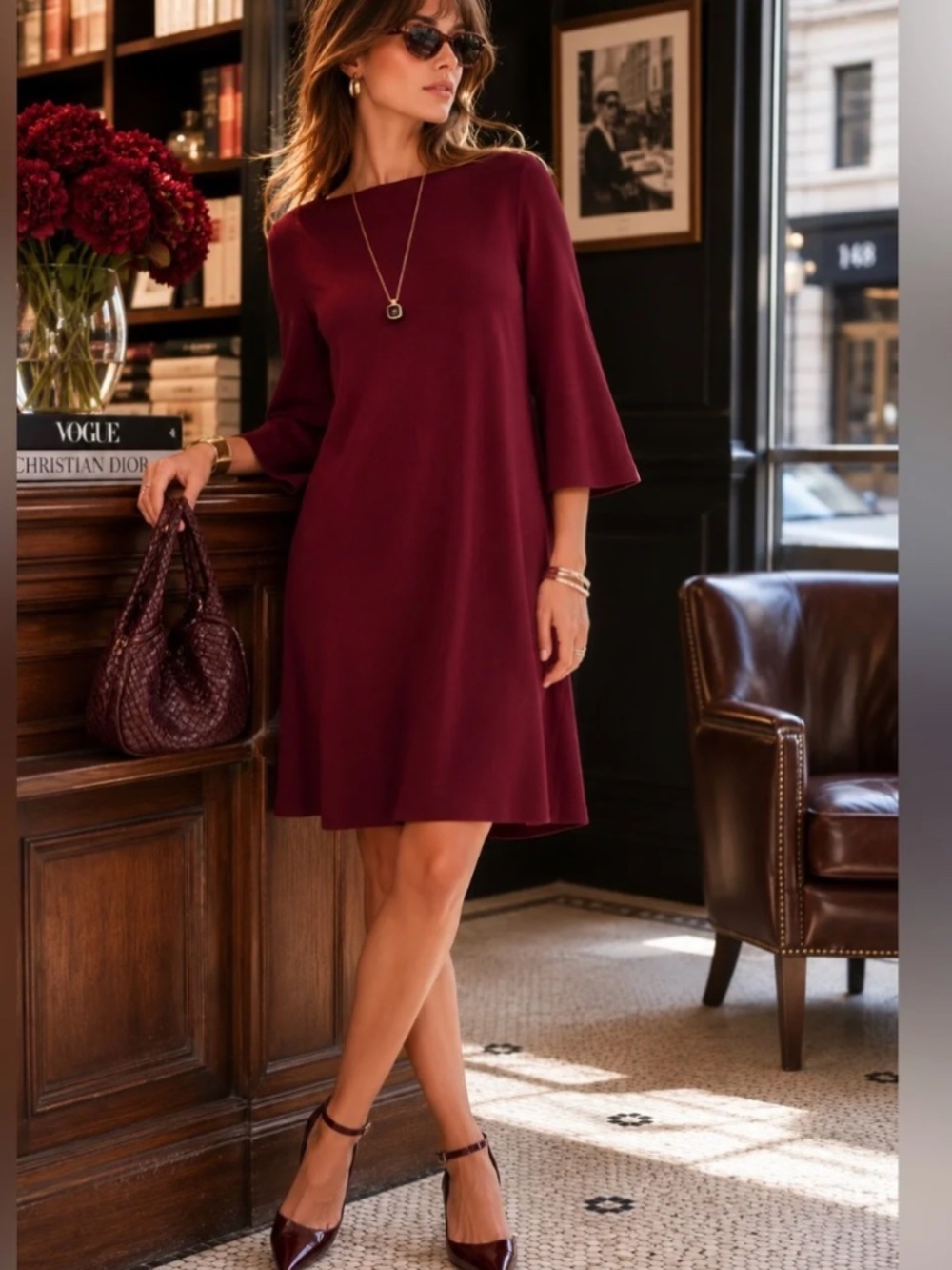 Lafayette 148 Cranberry A Line Dress